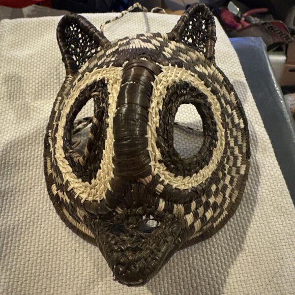 Vintage WOUNAAN Embera Tribe woven Chunga Shaman OWL MASK Panama SPIRITUAL Art - Picture 11 of 13